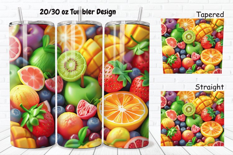 3D Summer Fruits 20/30oz Skinny Tumbler