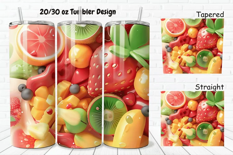 3D Summer Fruits 20/30oz Skinny Tumbler