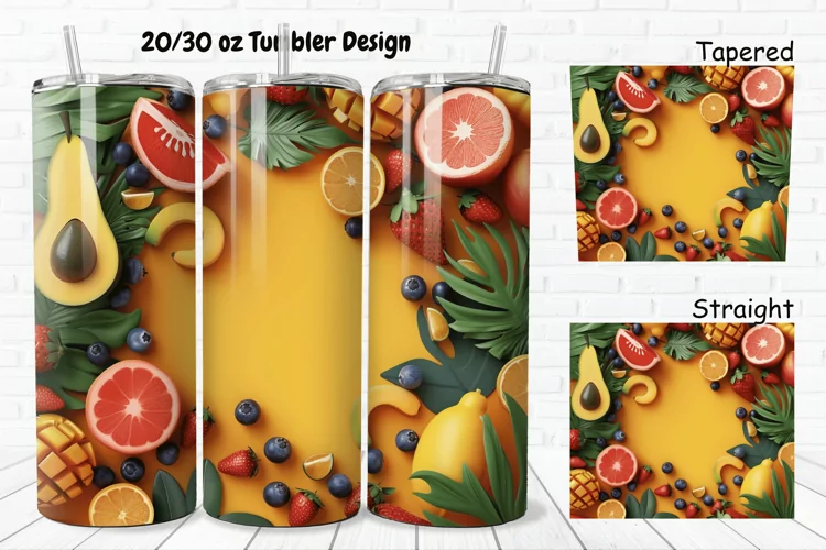 3D Summer Fruits 20/30oz Skinny Tumbler