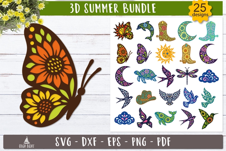 3d Summer Layered SVG Bundle