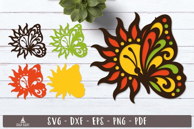 3d Sun Butterfly SVG Layered Design