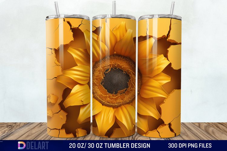 3D Sunflower Cracked Hole Tumbler Wrap example image 1