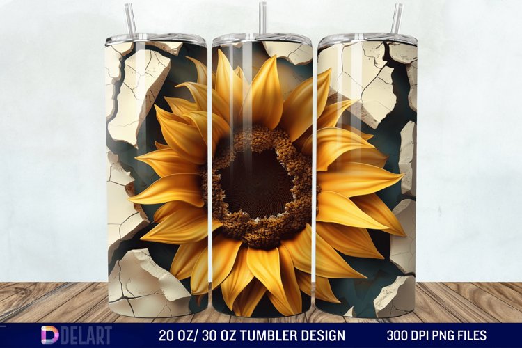 3D Sunflower Cracked Hole Tumbler Wrap example image 1
