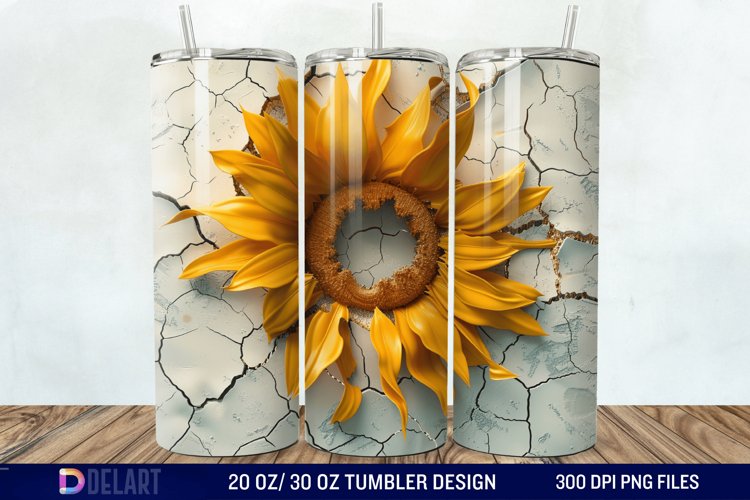 3D Sunflower Cracked Hole Tumbler Wrap example image 1