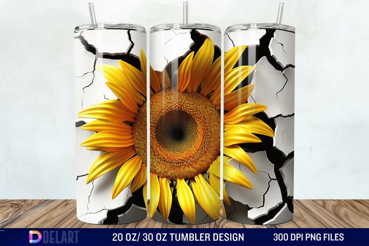 3D Sunflower Cracked Hole Tumbler Wrap example image 1