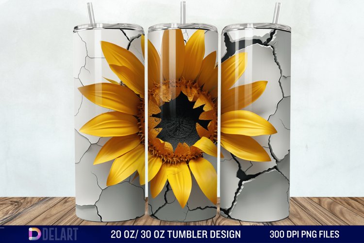 3D Sunflower Cracked Hole Tumbler Wrap example image 1