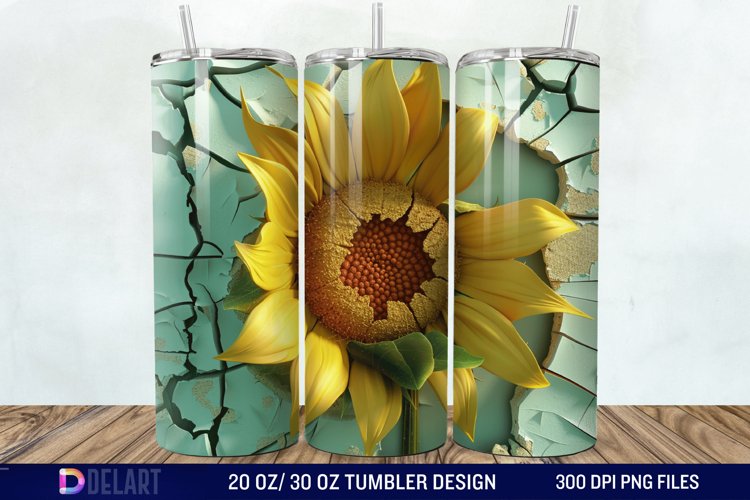 3D Sunflower Cracked Hole Tumbler Wrap example image 1