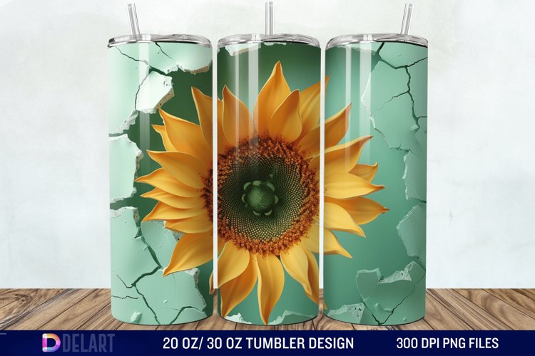 3D Sunflower Cracked Hole Tumbler Wrap example image 1