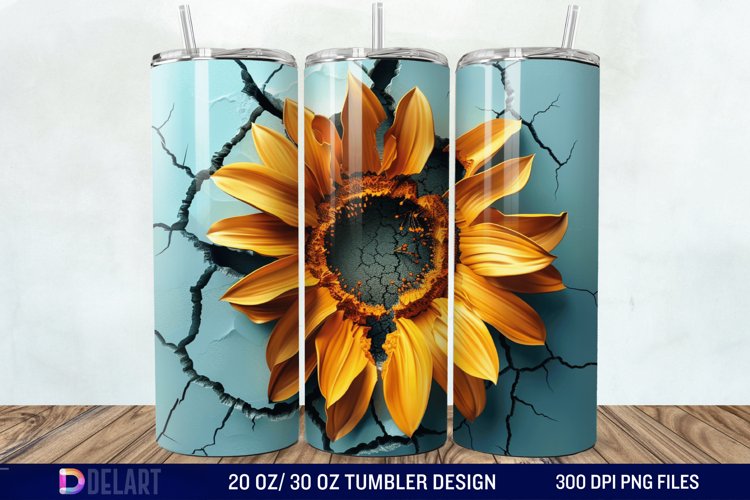 3D Sunflower Cracked Hole Tumbler Wrap example image 1
