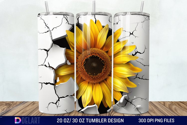 3D Sunflower Cracked Hole Tumbler Wrap example image 1