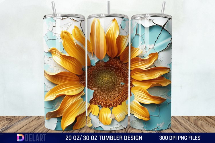 3D Sunflower Cracked Hole Tumbler Wrap example image 1