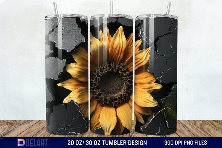 3D Sunflower Cracked Hole Tumbler Wrap example image 1