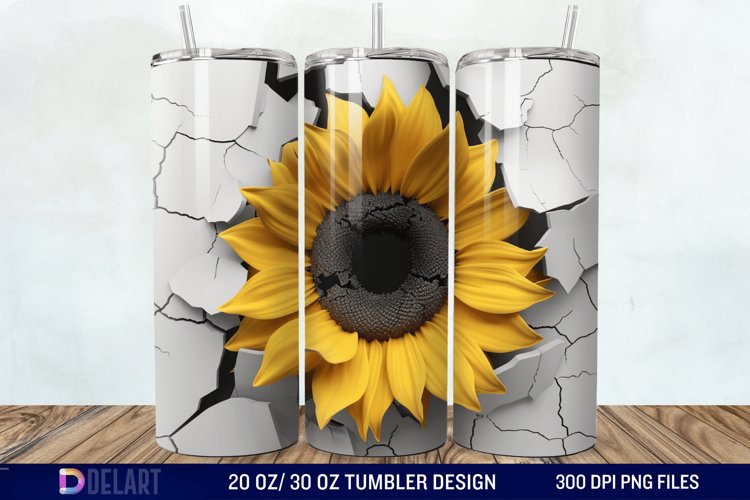 3D Sunflower Cracked Hole Tumbler Wrap example image 1