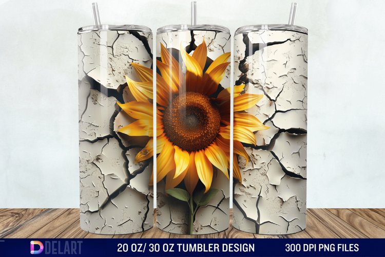 3D Sunflower Cracked Hole Tumbler Wrap example image 1