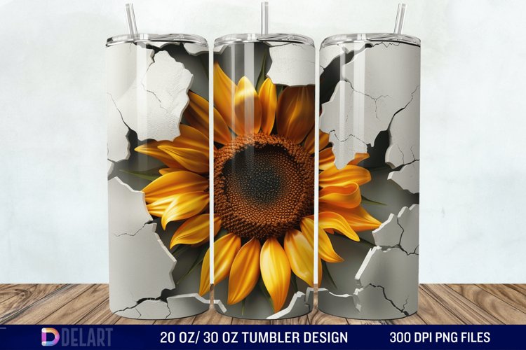 3D Sunflower Cracked Hole Tumbler Wrap example image 1