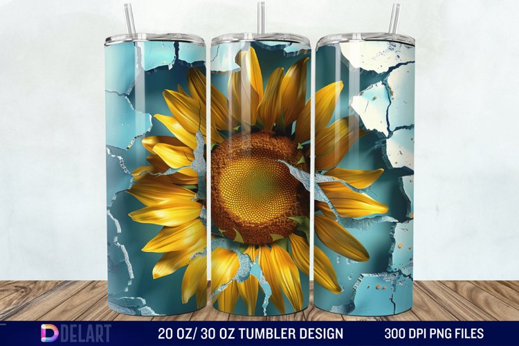 3D Sunflower Cracked Hole Tumbler Wrap example image 1