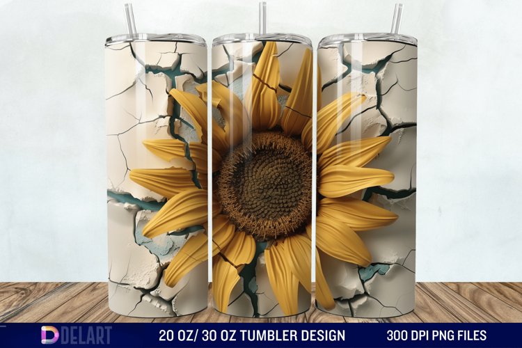3D Sunflower Cracked Hole Tumbler Wrap example image 1