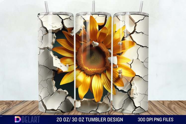 3D Sunflower Cracked Hole Tumbler Wrap example image 1