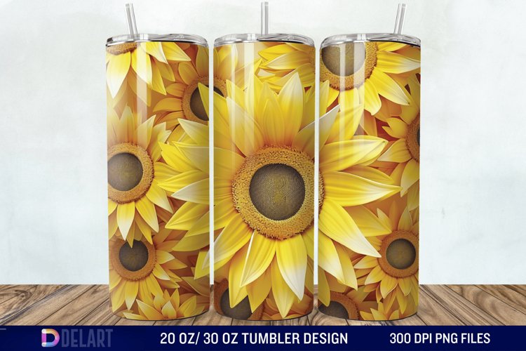 3D Sunflower Flower Tumbler Wrap example image 1