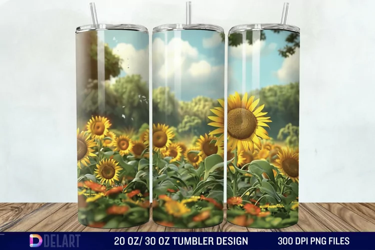 3D Sunflower Flower Tumbler Wrap