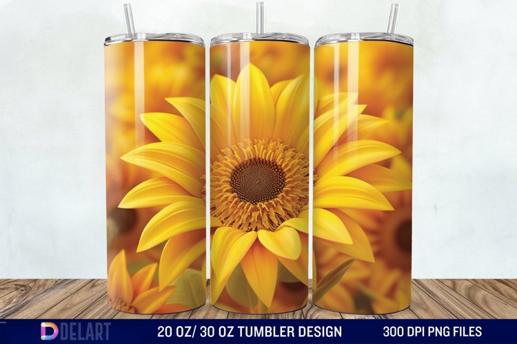 3D Sunflower Flower Tumbler Wrap example image 1
