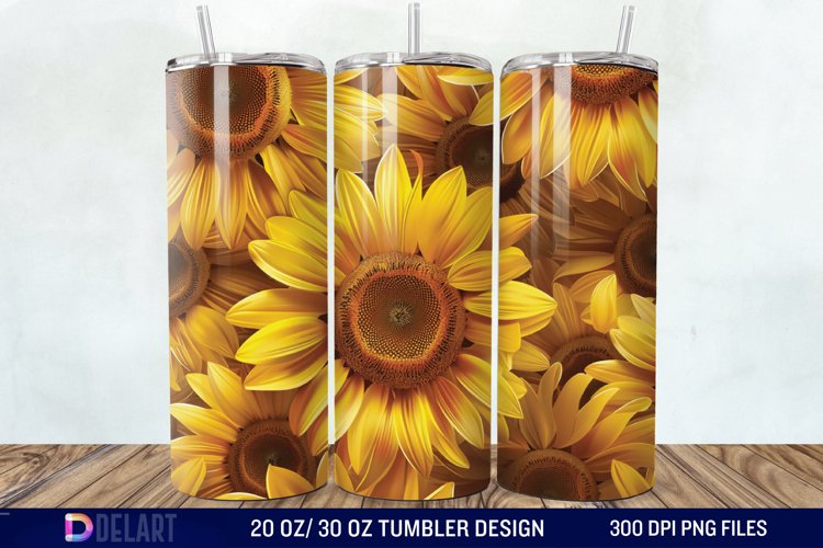 3D Sunflower Flower Tumbler Wrap example image 1
