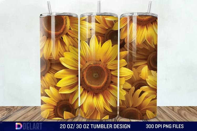 3D Sunflower Flower Tumbler Wrap