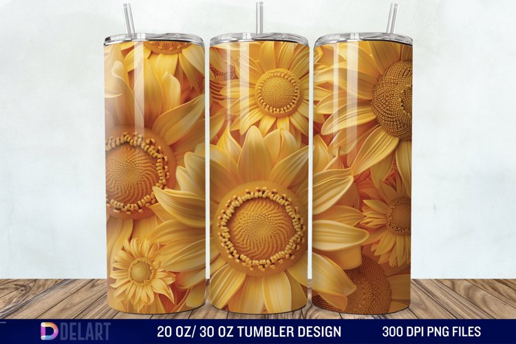 3D Sunflower Flower Tumbler Wrap example image 1