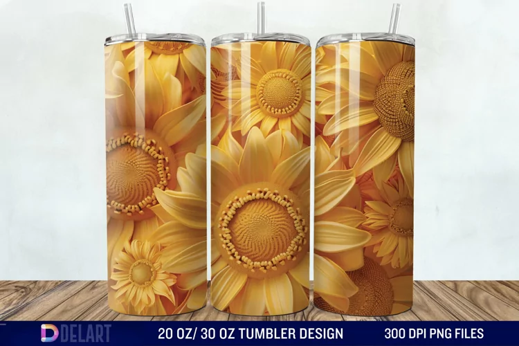 3D Sunflower Flower Tumbler Wrap