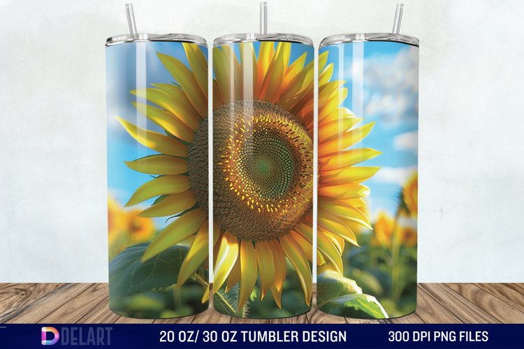 3D Sunflower Flower Tumbler Wrap example image 1