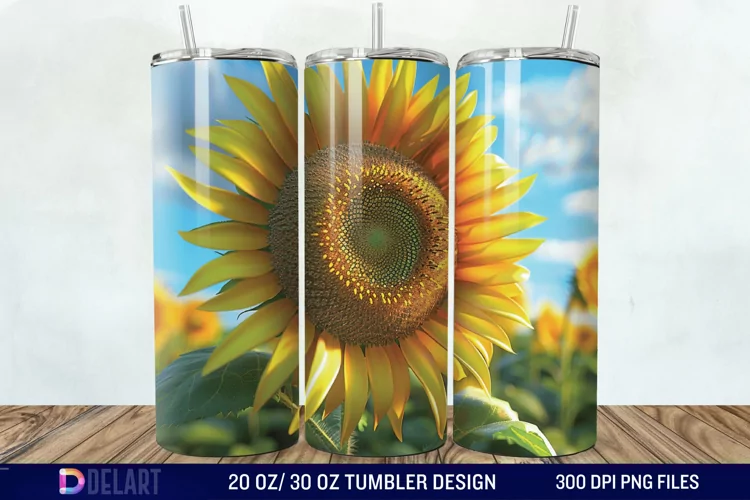 3D Sunflower Flower Tumbler Wrap