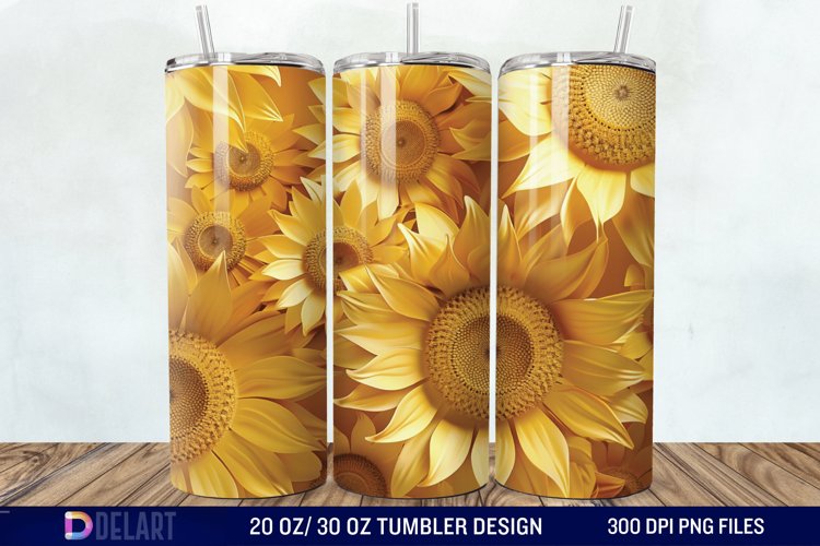 3D Sunflower Flower Tumbler Wrap example image 1