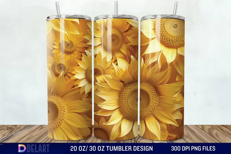3D Sunflower Flower Tumbler Wrap