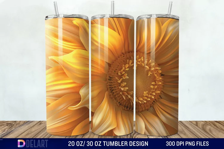 3D Sunflower Flower Tumbler Wrap