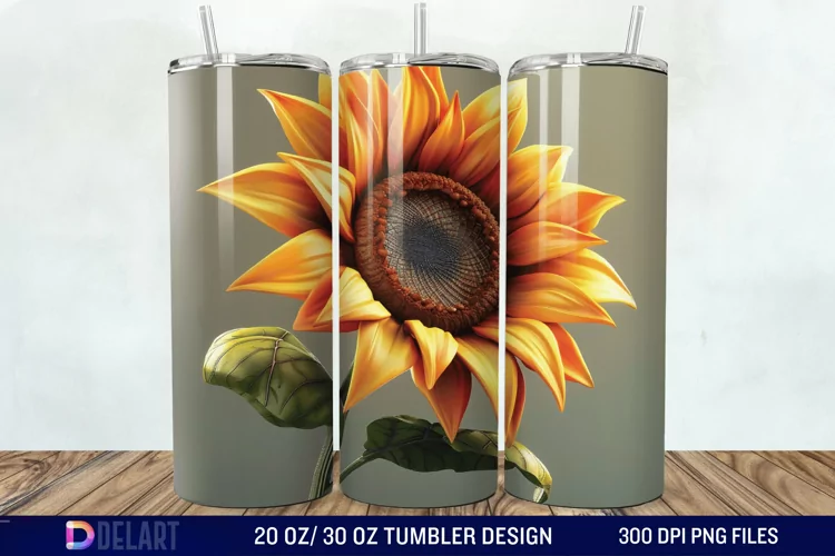 3D Sunflower Flower Tumbler Wrap