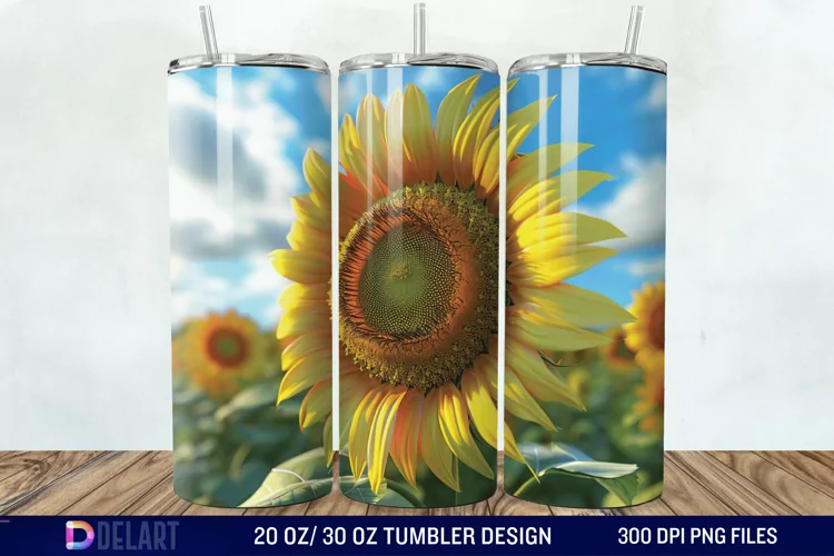 3D Sunflower Flower Tumbler Wrap