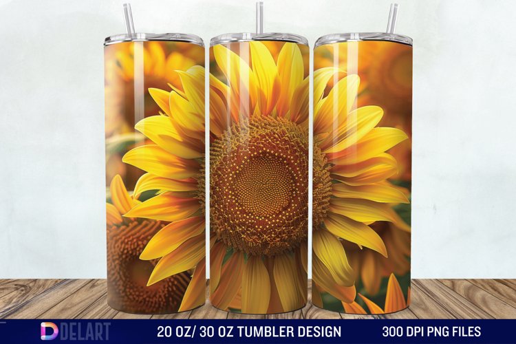 3D Sunflower Flower Tumbler Wrap example image 1