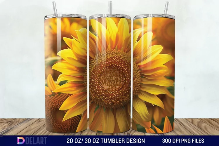 3D Sunflower Flower Tumbler Wrap