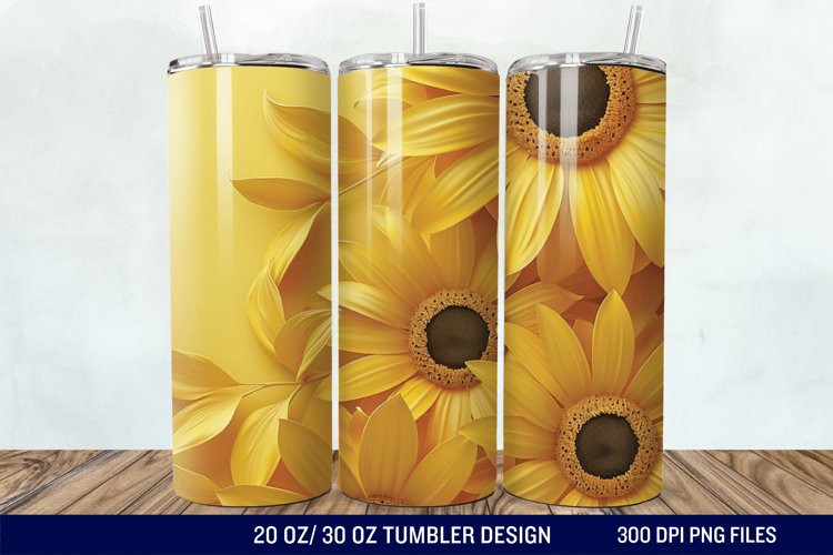 3D Sunflower Flower Tumbler Wrap example image 1