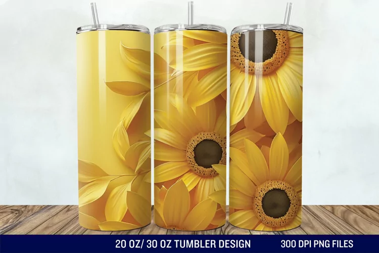3D Sunflower Flower Tumbler Wrap