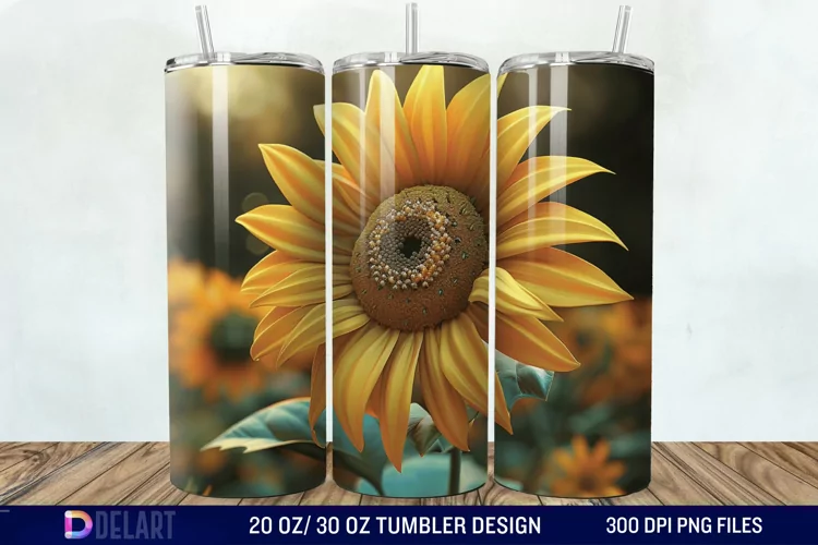 3D Sunflower Flower Tumbler Wrap