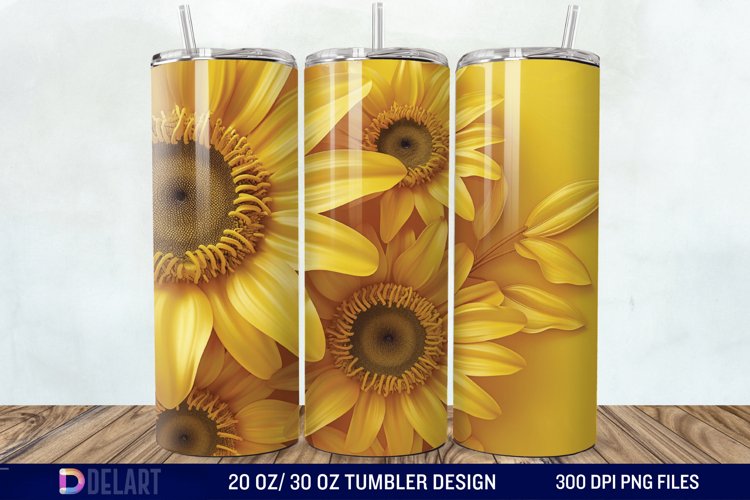 3D Sunflower Flower Tumbler Wrap example image 1