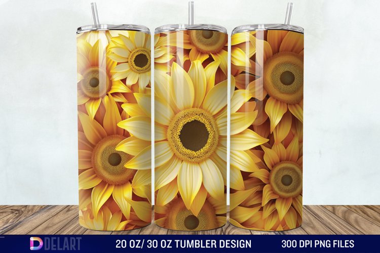 3D Sunflower Flower Tumbler Wrap example image 1