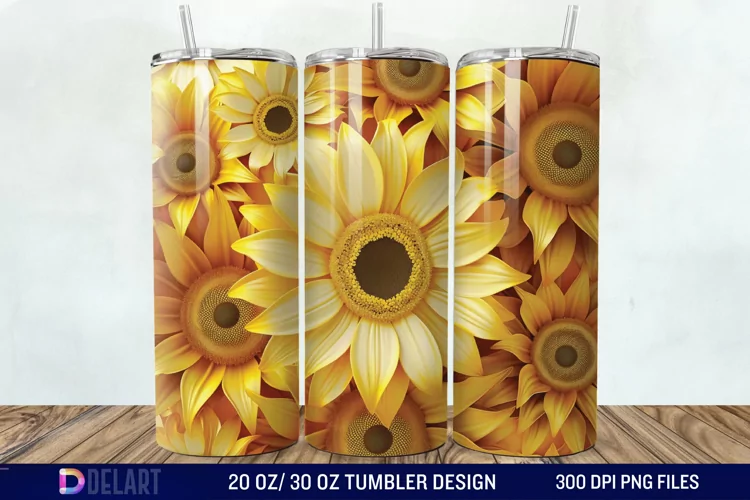 3D Sunflower Flower Tumbler Wrap