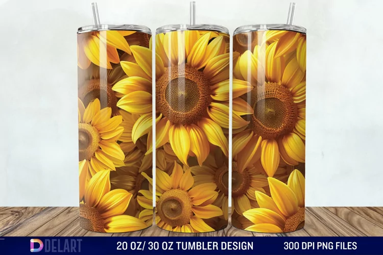 3D Sunflower Flower Tumbler Wrap