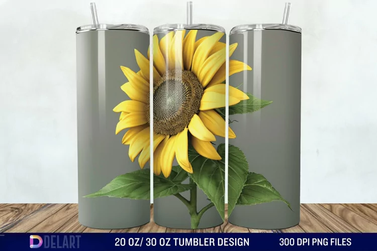 3D Sunflower Flower Tumbler Wrap