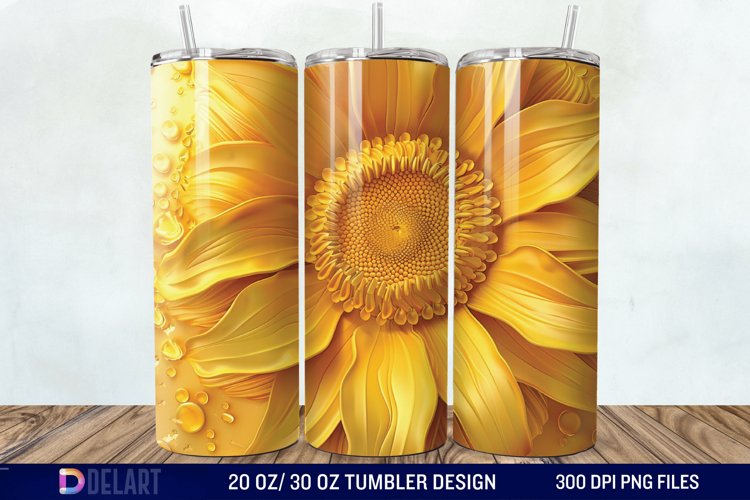3D Sunflower Flower Tumbler Wrap example image 1