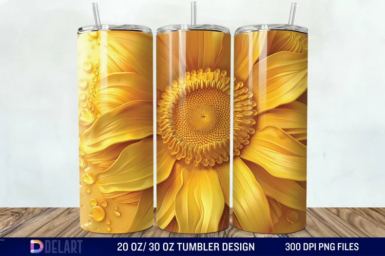3D Sunflower Flower Tumbler Wrap