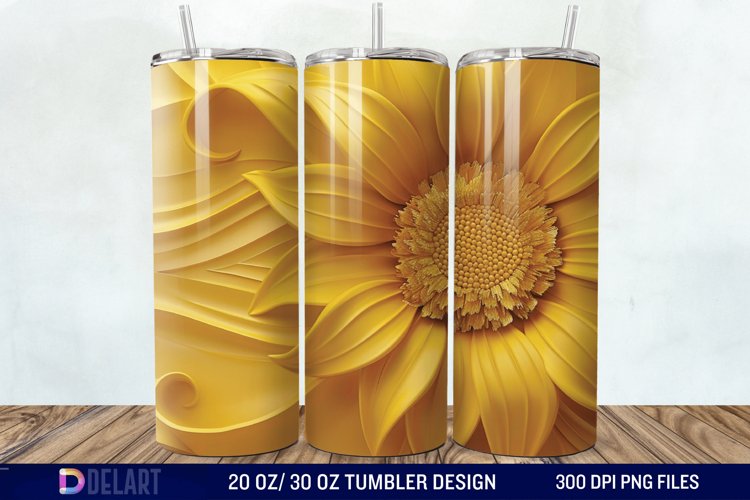 3D Sunflower Flower Tumbler Wrap example image 1