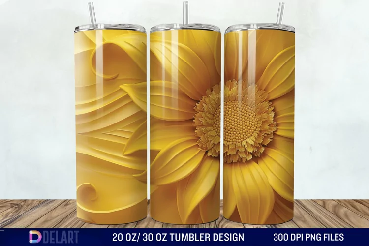 3D Sunflower Flower Tumbler Wrap